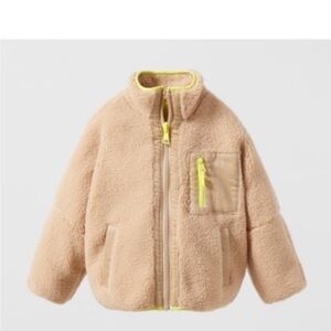 Zara Kids Fleece Jacket with Neon Yellow Accents